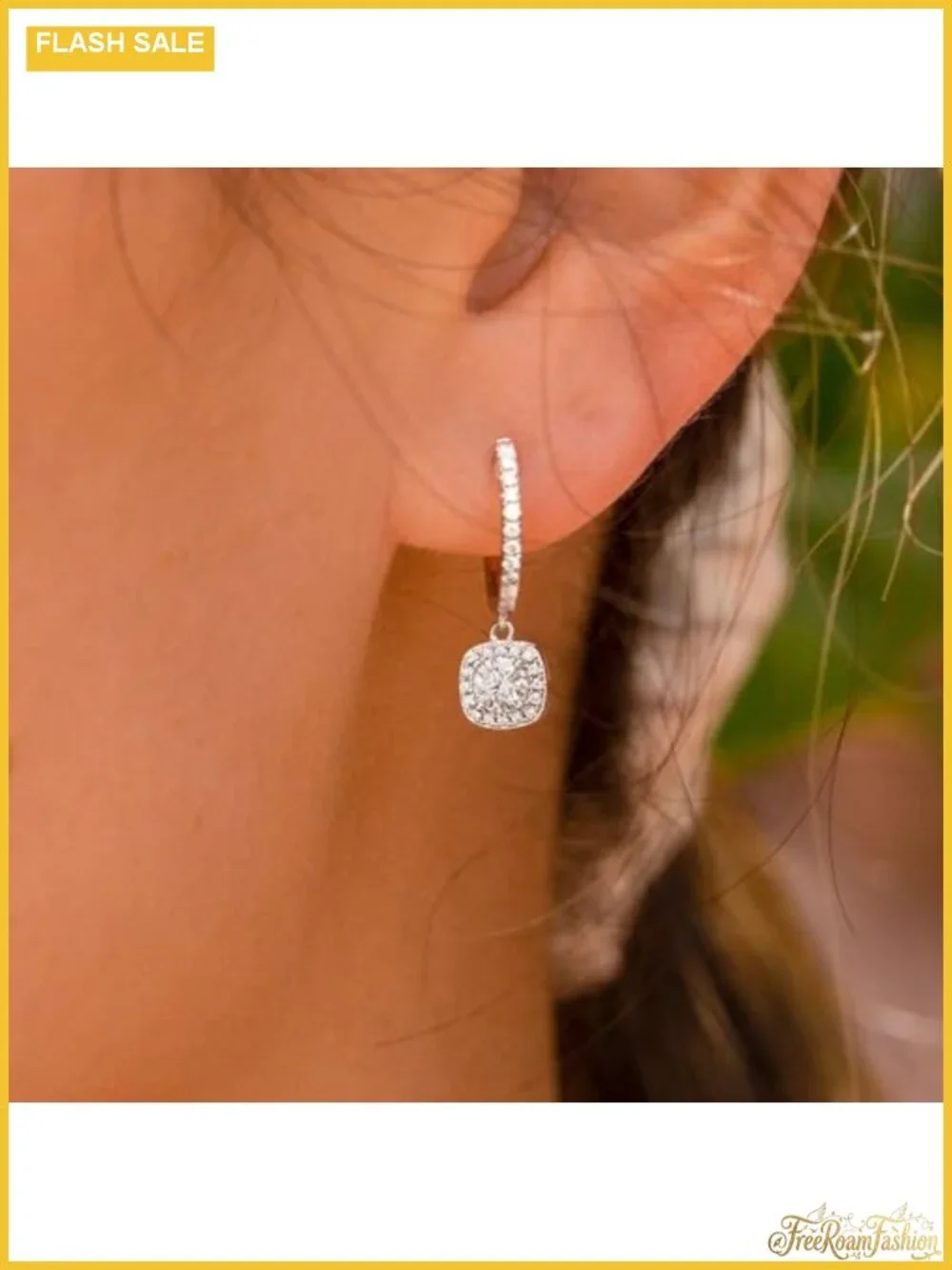Diamond Hoop Earrings Sterling Silver Cuff Drop Huggie 18K Plated